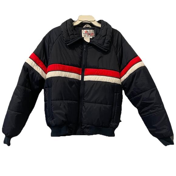 Sno Rags Unisex Size L Navy Red And White Winter Ski Full Zip Jacket-Vintage - Picture 1 of 9